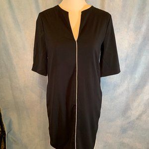 MANGO SUIT BLACK DRESS WITH WHITE ACCENT SIZE 2